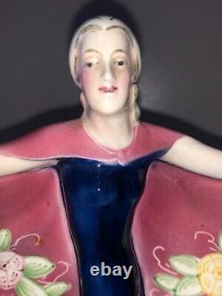 Antique Porcelain German Katzhutte Hertwig Art Deco Dancer Lady Woman Flapper