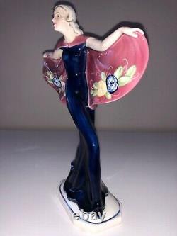 Antique Porcelain German Katzhutte Hertwig Art Deco Dancer Lady Woman Flapper