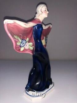 Antique Porcelain German Katzhutte Hertwig Art Deco Dancer Lady Woman Flapper