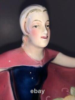 Antique Porcelain German Katzhutte Hertwig Art Deco Dancer Lady Woman Flapper