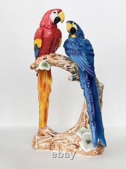 Antique Porcelain Macaw Parrots Bird Figurine Capodimonte 14 Art Deco 1910-s