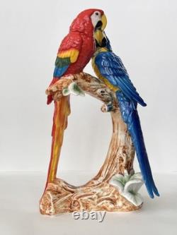Antique Porcelain Macaw Parrots Bird Figurine Capodimonte 14 Art Deco 1910-s