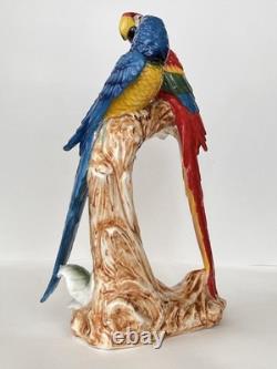 Antique Porcelain Macaw Parrots Bird Figurine Capodimonte 14 Art Deco 1910-s