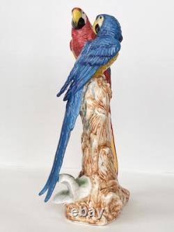 Antique Porcelain Macaw Parrots Bird Figurine Capodimonte 14 Art Deco 1910-s