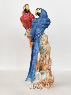 Antique Porcelain Macaw Parrots Bird Figurine Capodimonte 14 Art Deco 1910-s