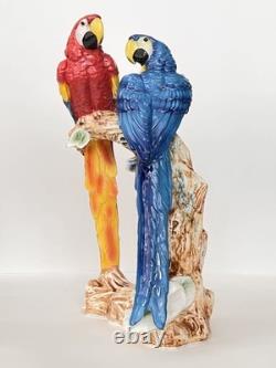Antique Porcelain Macaw Parrots Bird Figurine Capodimonte 14 Art Deco 1910-s