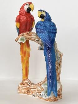 Antique Porcelain Macaw Parrots Bird Figurine Capodimonte 14 Art Deco 1910-s