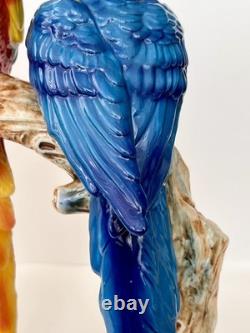 Antique Porcelain Macaw Parrots Bird Figurine Capodimonte 14 Art Deco 1910-s