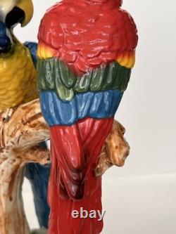 Antique Porcelain Macaw Parrots Bird Figurine Capodimonte 14 Art Deco 1910-s