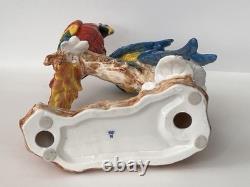 Antique Porcelain Macaw Parrots Bird Figurine Capodimonte 14 Art Deco 1910-s
