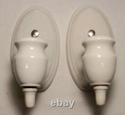 Antique Porcelain Sconce Light Fixture Wall Vtg Art Deco Pair 2 Rewired USA #N5