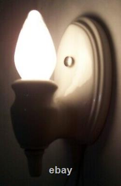 Antique Porcelain Sconce Light Fixture Wall Vtg Art Deco Pair 2 Rewired USA #N5