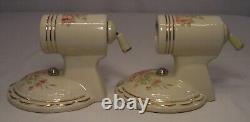 Antique Porcelain Sconce Light Pair Vtg Art Deco Fixture Floral Rewired USA #F1