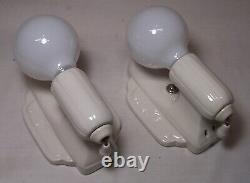 Antique Porcelain Sconce Pair Vtg Light Ceramic Fixture 2 Art Rewired USA #X90