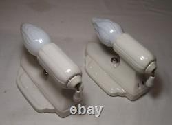 Antique Porcelain Sconce Pair Vtg Light Ceramic Fixture 2 Art Rewired USA #X90