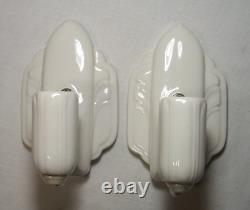 Antique Porcelain Sconce Pair Vtg Light Ceramic Fixture 2 Art Rewired USA #X90