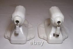 Antique Porcelain Sconce Pair Vtg Light Ceramic Fixture 2 Art Rewired USA #X90