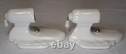 Antique Porcelain Sconce Pair Vtg Light Ceramic Fixture 2 Art Rewired USA #X90