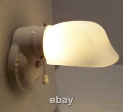Antique Porcelain Sconce Pair Vtg Light Fixture Ceramic Art Deco Wired USA #F70