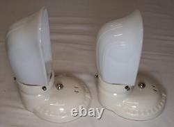 Antique Porcelain Sconce Pair Vtg Light Fixture Ceramic Art Deco Wired USA #F70