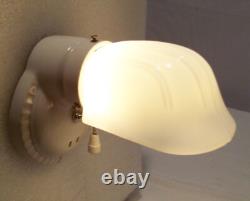 Antique Porcelain Sconce Pair Vtg Light Fixture Ceramic Art Deco Wired USA #F70
