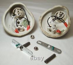 Antique Porcelain Sconce Pair Vtg Light Fixture Ceramic Art Deco Wired USA #F70
