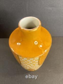 Antique Porcelain Vase Signed/Limoges/Art Deco/Yellow Color/France C. 1930/Rare