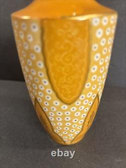 Antique Porcelain Vase Signed/Limoges/Art Deco/Yellow Color/France C. 1930/Rare