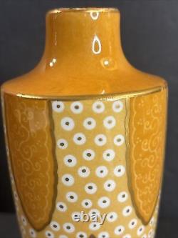 Antique Porcelain Vase Signed/Limoges/Art Deco/Yellow Color/France C. 1930/Rare