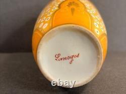 Antique Porcelain Vase Signed/Limoges/Art Deco/Yellow Color/France C. 1930/Rare