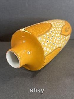 Antique Porcelain Vase Signed/Limoges/Art Deco/Yellow Color/France C. 1930/Rare