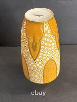 Antique Porcelain Vase Signed/Limoges/Art Deco/Yellow Color/France C. 1930/Rare