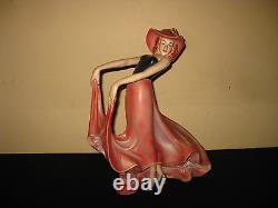 Antique Portuguese Art Deco Pottery Porcelain Women Dancer Figure Figurine Rare