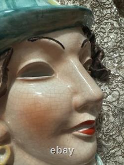 Antique Rare Art Deco Erphila Czechoslovakia Porcelain Wall Face Mask Stunning