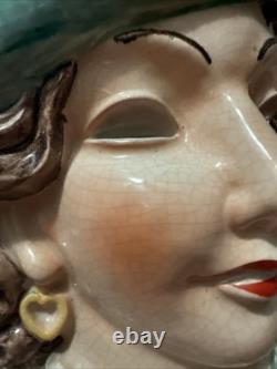 Antique Rare Art Deco Erphila Czechoslovakia Porcelain Wall Face Mask Stunning