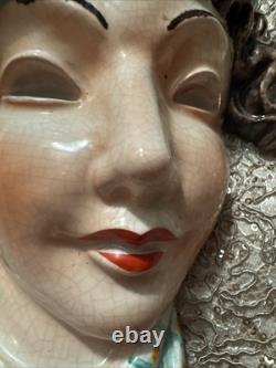 Antique Rare Art Deco Erphila Czechoslovakia Porcelain Wall Face Mask Stunning