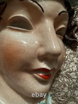 Antique Rare Art Deco Erphila Czechoslovakia Porcelain Wall Face Mask Stunning