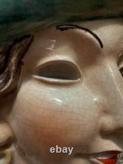 Antique Rare Art Deco Erphila Czechoslovakia Porcelain Wall Face Mask Stunning
