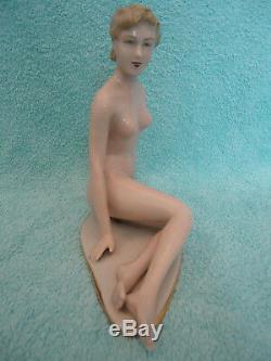 Antique Rare Beautiful Art Deco Nude Woman Porcelain Figure Figurine