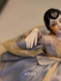 Antique Rare HALF DOLL Flapper PINCUSHION DOLL Art Deco German Finger Chip