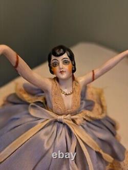 Antique Rare HALF DOLL Flapper PINCUSHION DOLL Art Deco German Finger Chip