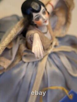 Antique Rare HALF DOLL Flapper PINCUSHION DOLL Art Deco German Finger Chip