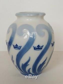 Antique Rorstrand Blue White Porcelain Vase Art Deco, Nouveau Design W Crowns