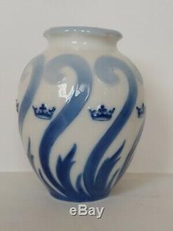 Antique Rorstrand Blue White Porcelain Vase Art Deco, Nouveau Design W Crowns