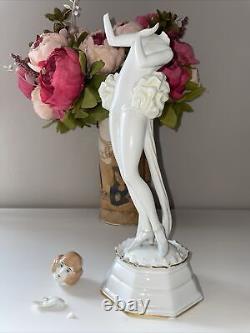 Antique Rosenthal Art Deco German Porcelain Lady Dancer Figurine Charol As Is