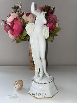 Antique Rosenthal Art Deco German Porcelain Lady Dancer Figurine Charol As Is