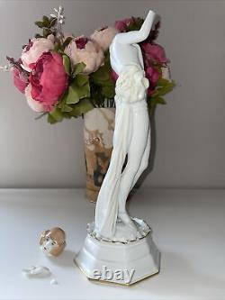 Antique Rosenthal Art Deco German Porcelain Lady Dancer Figurine Charol As Is