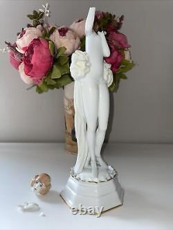 Antique Rosenthal Art Deco German Porcelain Lady Dancer Figurine Charol As Is