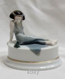 Antique Rosenthal Princess & The Frog by Leo Rauth Art Deco Lady Ceramic Figure