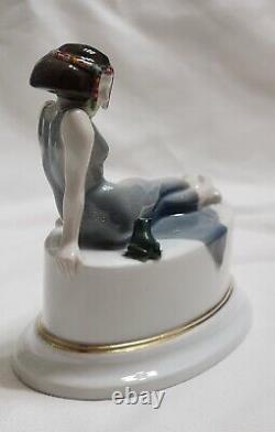 Antique Rosenthal Princess & The Frog by Leo Rauth Art Deco Lady Ceramic Figure